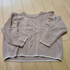 フリル付きベージュニットセーターのサムネイル