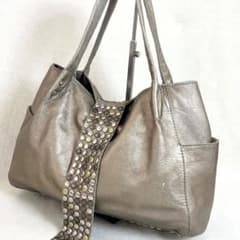 TRES トレ スタッズ レザー トートバッグ y2k グランジ ブロンズ 本革