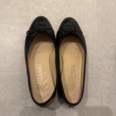 CHANEL ブラック フラットシューズ 34 1/2 お値段交渉オッケー - メルカリ
