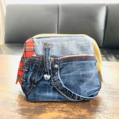 ハンドメイド デニムリメイクワイヤーポーチ(3)のサムネイル