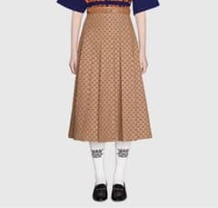 GUCCI GGリネンキャンバスプリーツスカート完売 - メルカリ