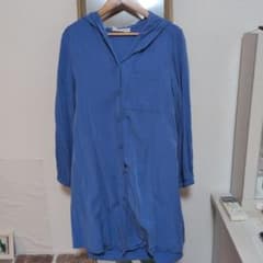 ZARA 長袖 フード付きシャツ ブルーのサムネイル