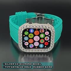 アップルウォッチ シルバーczダイヤモンドベゼル ティファニーブルーベルト