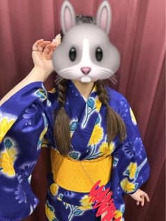 青色花柄浴衣・帯セットのサムネイル
