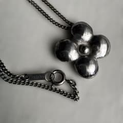 シルバー SILVER 刻印 フラワーペンダントヴィンテージネックレス