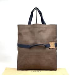 美品】ロエベ アナグラム トートバッグ チェック コットンキャンバス