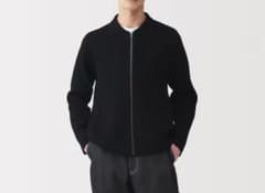 MUJI Labo コットンミラノリブ襟付きジップカーディガン 黒 - メルカリ