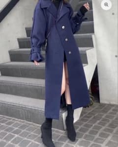 DIANTE ネイビー ダブルブレスト ロングコート - メルカリ