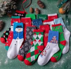 クリスマスデザインソックス4足セット　ボックスなしのサムネイル