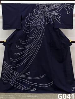 有松鳴海絞り 浴衣 夏物 菊 大輪 綿 濃紺地 G041 有松鳴海絞り 浴衣 夏物 菊 大輪 綿 濃紺地 G041 - メルカリ