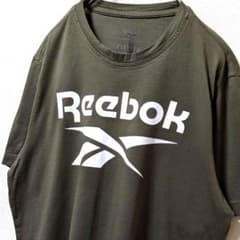 リーボック Reebok ロゴ Tシャツ グリーン 緑カーキ L 古着