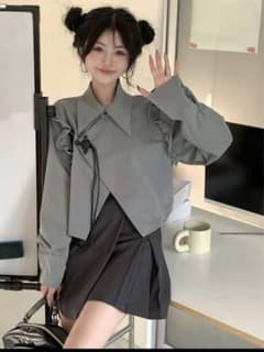 SHIEN フリルトリムフレアヘムシャツ(新品)のサムネイル