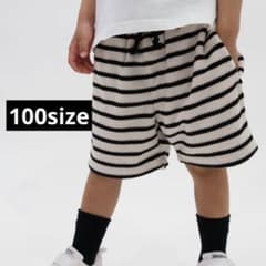 ルルモーメント　ストライプパイルパンツ　白　ホワイト　100サイズのサムネイル