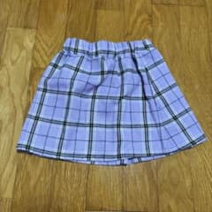 チェック柄 キュロットスカート 100cm パープル