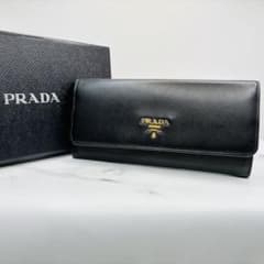 極美品】PRADA 長財布 ブラック サフィアーノレザー 箱付 - メルカリ