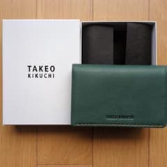 【新品】TAKEO KIKUCHI グリーン本革名刺入れのサムネイル