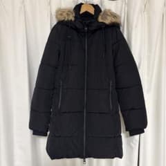 ZARA ダウン ロングコートファー フード付き セミロング ブラック 