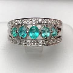 限定価格　pt900  パライバトルマリン0.78ct  ダイヤモンド　リングのサムネイル