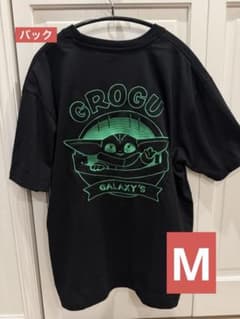 マンダロリアン グローグー 刺繍 半袖Tシャツ M ブラック 新品タグ付のサムネイル