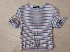 ストライプリブ編みショートTシャツのサムネイル