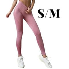 レディース ヨガ パンツ S/Mサイズ スポーツ ロング ハイウエスト ピンク