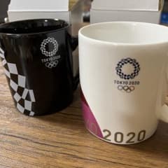 도쿄 올림픽 2020 머그잔 블랙 & 핑크 올림픽 엠블럼