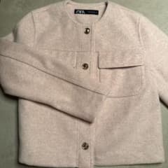 ZARA ベビーピンク ノーカラージャケット XSのサムネイル