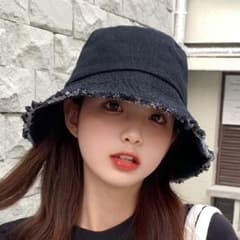 데님 버킷 햇 여성 남성 스트리트 심플 블랙