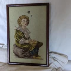 アンティーク　フランス製　メッセージカード　額付き　額絵 アンティーク フランス製 メッセージカード 額付き 額絵