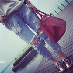 りんご様専用 ★☆レディースダメージジーンズ穴開きデニムゆったりめジーパンのサムネイル