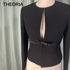 THEORIA ノーカラージャケット ブラック リボン 取り外し可シンプル
