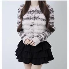 Lumignon tweed-like fur knit【ブラック×ピンク】 - メルカリ