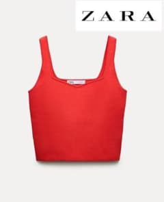 ZARA プレーンニット クロップド トップス タンクトップのサムネイル
