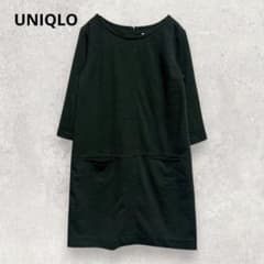 UNIQLO ポンチワンピース M ブラック 膝丈 Aライン 美シルエット 上品