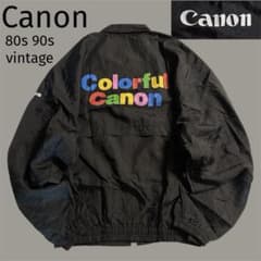希少品 ヴィンテージ Canon キヤノン 企業物 ナイロンジャケット 黒 LL 