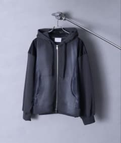 [welise]ダブルジップ パーカー　CHARCOAL GRAY×BLACKのサムネイル