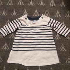 PETIT BATEAU プチバトー 長袖ワンピース ピンク ボーダーチュニック