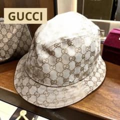 GUCC グッチ GGパターン バケットハット ベージュ レディース Ｌサイズ GUCC グッチ GGパターン バケットハット ベージュ レディース Lサイズ