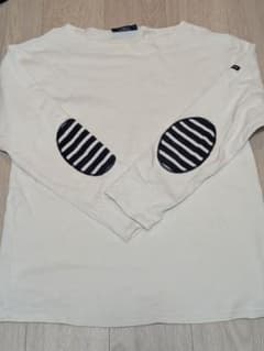 【hana♡】SAINT JAMES ストライプ肘当て長袖カットソー SAINT JAMES ホワイト 長袖カットソー - メルカリ