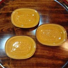 珉平焼　 黄釉浮彫龍紋小判皿3枚 珉平焼 黄釉浮彫龍紋小判皿3枚 - メルカリ