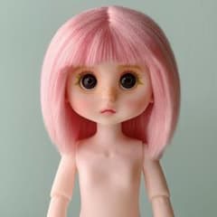 セリアドール カスタムヘッド ウィッグ ピンク ボブ ショートヘア 15cm