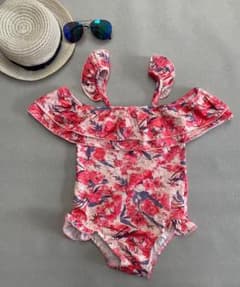Thumbnail of 【新品】水着　花柄　スイムスーツ　肩紐　かわいい　女の子　キッズ