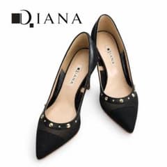 DIANA ダイアナ パンプス ブラック スタッズ ピンヒール 23.5cmのサムネイル