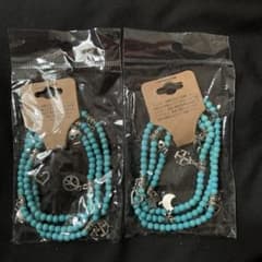 ターコイズ風 チャームブレスレット 2個セットのサムネイル