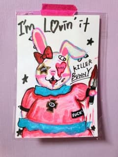 【一点物イラストアート】Killer Bear2【F0号】現代アート Drawing】Killer bunny♡【イラスト/アート/現代アート】 - メルカリ