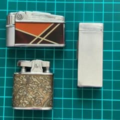 SUNTORY ロゴ入りマルマンライター 3個セット 専用ケース付き　昭和レトロ ヴィンテージ ガスライター3つセット MARUMAN KRONなど 昭和レトロ