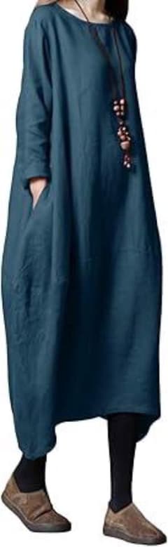 ラスト一点 ロングワンピース レディース チュニック 体型カバー 着痩せ 長袖