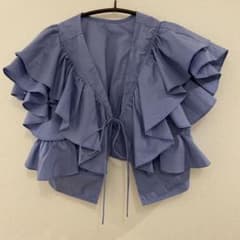 KBF マルチwayクロップドフリルブラウス ブルー系