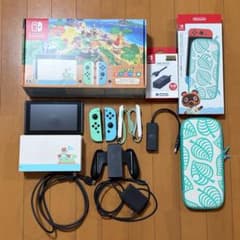 美品✨Switch あつ森セット＋ケース＋LAN付 動作良好！のサムネイル