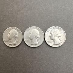 アメリカ旧硬貨 クォーターダラー 3枚セット - メルカリ